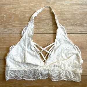 Victoria’s Secret PINK White Lace Halter Bralette